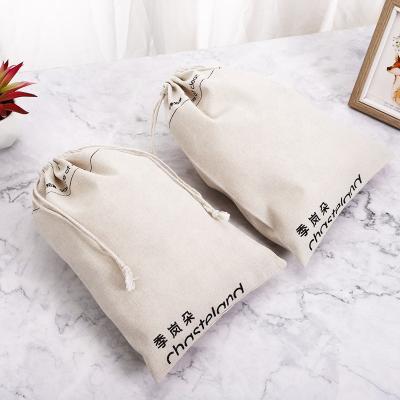 China Reusable Cotton Drawstring Bag Small Eco Friendly White Handled Organic Drawstring Bag for sale