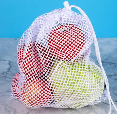 China Recyclable Wholesale Nylon Mesh Packing Pouch Drawstring Mesh Polyester Foldable Bag for sale