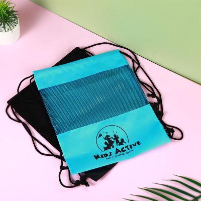 China High Quality Waterproof Polyester Mesh Net Bag Laundry Drawstring Backpack Bag for sale