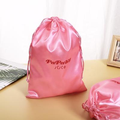 China Luxury Custom Recycable logo cosmetics gift wig drawstring fancy satin jewelry dust bag for shoes for sale