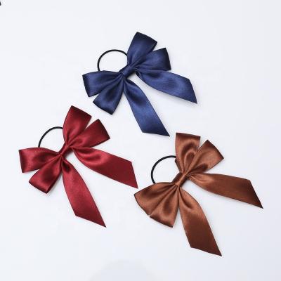 China Eco-friendly Ribbon Factory Custom Satin Bow Ribbon Pre Tied Gift Wrapping Elastic Band Bow for sale