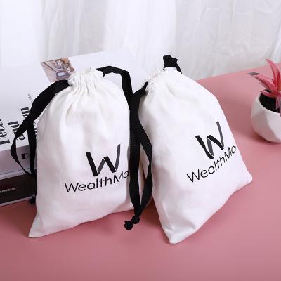 China Custom White Big Pouch Security Canvas Logo Tote Bags Drawstring Organic Cotton Bag for sale