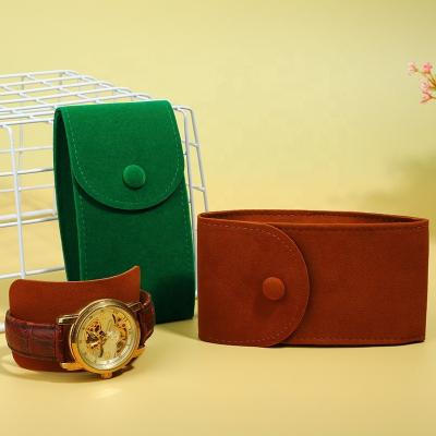 China OEM/ODM Recycable Velvet Tote Bag Travel Watch Display Storage Box Portable Watch Pocket Case for sale