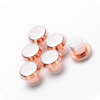 China AgNi AgZnO Copper Magnetic Contact Electronics Rivet Trimetal Copper Silver Conductive Contact for sale