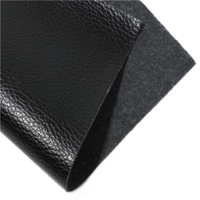 China Hot Selling Liujiang Black Lychee Pattern Waterproof Faux Raw Synthetic Pu Upholster Waterproof Leather For Sofa Shoes Car Seat Handbags Jacket Coat for sale