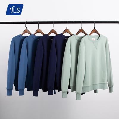 China YLS Dropshipping Men's 100% Jumper Plain Blank Crew Neck Sweatshirts High Quality Anti Shrink Cotton 360gsm Logo Embossed Custom Sweatshirt for sale