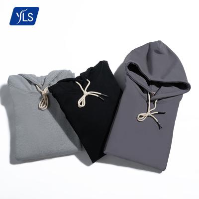 China Logo Embroidery Print YLS Blank Hoodie Plain Black Pullover Heavy Thick Cotton Hoodie Custom Made On Demand Anti-Shrink Fleece 100 for sale