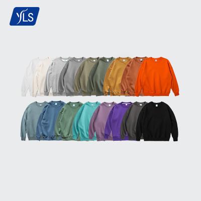 China YLS Wholesale 350Grams 50 Cotton 50 Polyester Anti-Shrink Fleece Solid Oversized Crewneck Sweatshirt YLS Jumper Custom Embossed Logo Design for sale