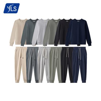 China YLS Wholesale Breathable Sweat Suits Clothing 360g 100 Cotton Fitted Plain Tracksuits Custom Embossed Logo Running Wear Track Suit For Men for sale