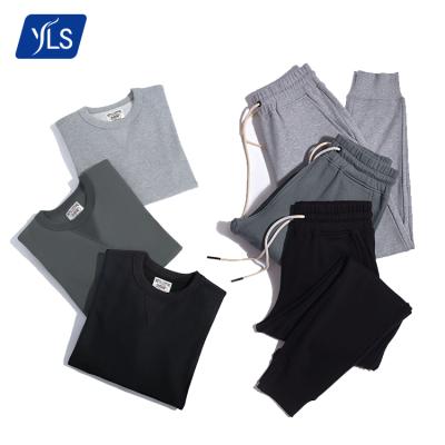 China YLS Wholesale 360GSM Breathable 100% Cotton Customized Private Label Sweatpants Hoodie 2 Pieces Set Simple Sweat Suits Men Sweat Suits for sale