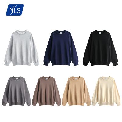 China YLS New Arrival 360gsm Terry Custom Emboss Print Raglan Anti-Shrink French Sleeve Crewneck Plus Size Mens Hoodies Sweatshirts for sale