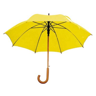 China Minimalist Windproof Pongee Wooden Handle Polyester Fiberglass Umbrella Straight Automobile Open for sale