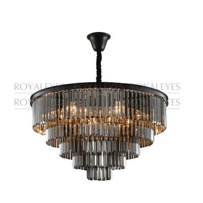 China Decoration Customized Modern Luxury American Round Chandelier Smoky K9 Pendant Lights Crystal Chandelier For Living Room Hotel Villa for sale