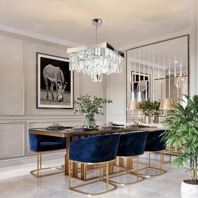 China Latest Custom Design Art Deco OEM ODM Designer Rose Gold Crystal Chandelier For Kitchen Island Luxury Home Decor for sale