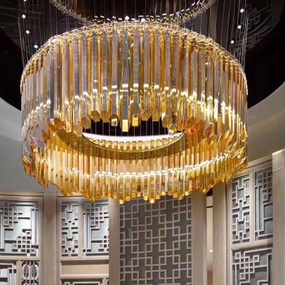 China Otel Modern Decorative Large Lobby Glass Crystal Chandelier Project Around Pendant Lights For Hotels Gold Crystal Chandelier for sale