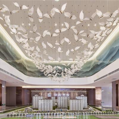 China Modern Custom Decoration Luxury Classic Wing Art Hand Blown Glass Ceiling Pendant Light Chandelier For Hotel Villa Sales Service for sale