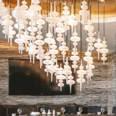 China Custom Art Hand Blown Glass Pipe Decoration Ceiling Pendant Light Chandelier for Hotel Villa Sales Service for sale