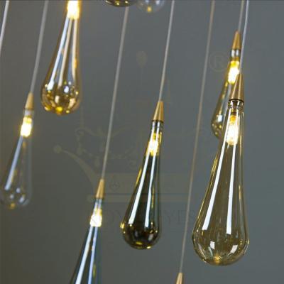 China Decoration OEM ODM Modern Luxury Water Drop Art Hand Blown Glass Ceiling Pendant Light Chandelier For Hotel Villa Sales Service for sale