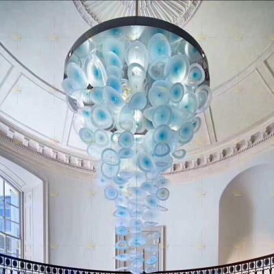 China Modern Luxury ODM Lotus Leaf Art Hand Blown Glass Ceiling Pendant Light Chandelier Decoration OEM for hotel villa sales service for sale