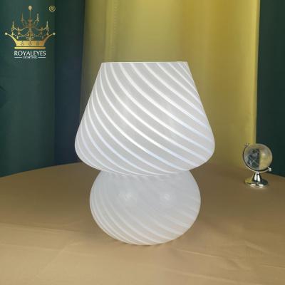 China Decoration Table Lamp Korea CIA Style Striped Mushroom Table Lamp 7.48 Inch Murano Style Striped Glass Study Bedside Living Room Bedroom Decor lamp for sale