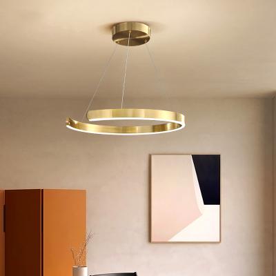 China Custom Modern Minimalist Design Gold Decorative Circular Round Ceiling Chandelier Pendant Lamp for Lobby Attic Kitchen Home Foyer for sale