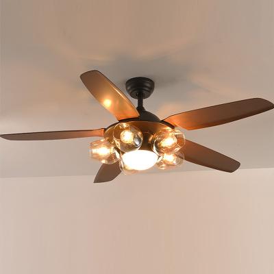 China Modern custom logo 42 inch industrial ceiling fan with light in GLOBE finish with 5 piece reversible blades decorating for sale