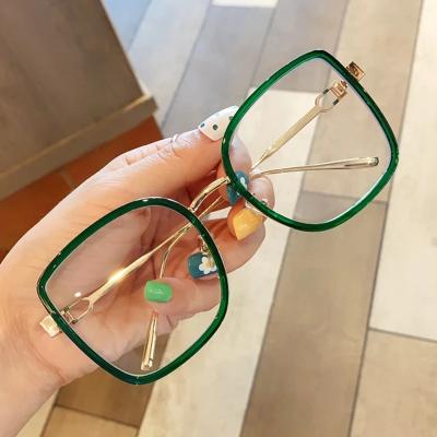 China 2022 other fashion hot sale women green clear alloy glasses frame oversized square eyeglasses frames for sale