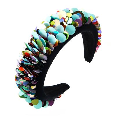 China European Hot Sale Fashion Colorful Shiny Sponge Headband High Grade Luxury Hair Accessories RTS for sale