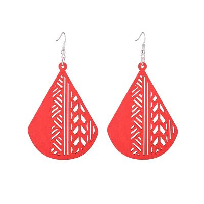 China Geometric Carved Silver Wooden Earrings Jewelry How To Sell European Vintage TRENDY Wooden Earrings for sale