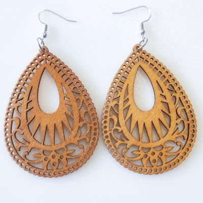 China BOHEMIA Factory Price Vintage Bohemia Wooden Earrings Exaggerated Geometric Earrings Jewelry for sale