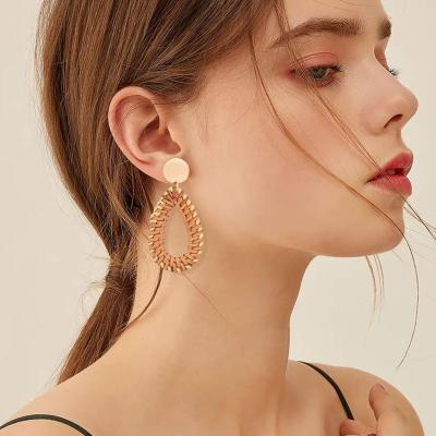 China European BOHEMIA how selling wooden earrings water drop earrings geometric handmade jewelry RTS for sale