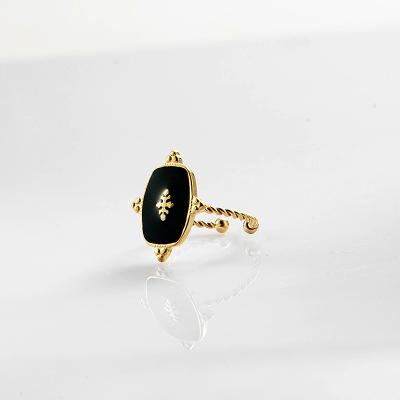 China Fashion New Design INS Rings Retro Single European 14K Black Adjustable Titanium Steel Rings for sale