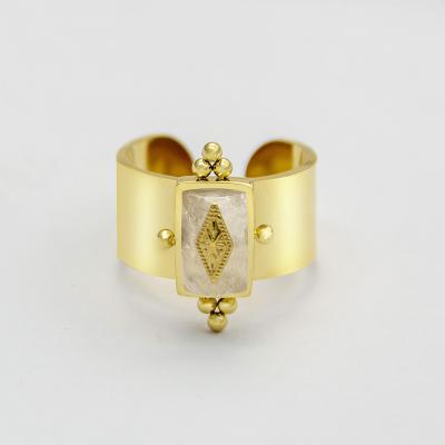 China Fashion European Hot Selling Rings Retro Shape Gold Natural Geometric Rings for sale