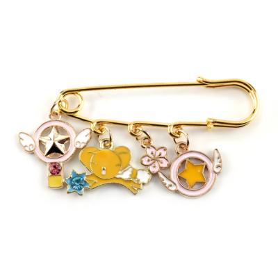 China Sakura star mini kawaii character anime brooch dangle pins cute hot popular Japanese tasty cute wing magic stick for girl jewelry for sale