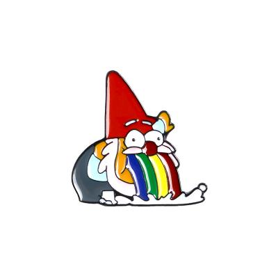 China Cute Funny Animated Lapel Pin Cartoon Vomitive Rainbow Dwarf Badge Brooches Lapel Enamel Pins For Kids Gifts for sale