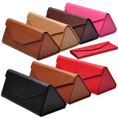 China Wholesale New Portable PU Leather Case Box For Foldable Triangular Glass Eyeglass Sunglasses Case for sale