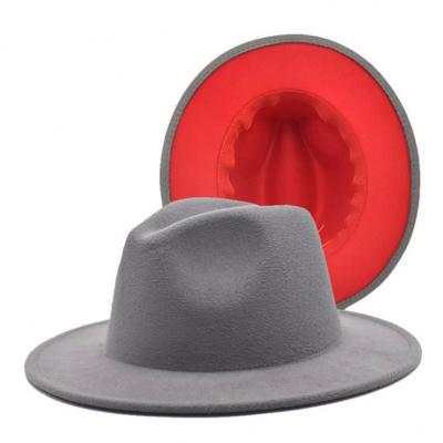 China 2021 Wholesale 2021 Western Fashionable Retro Flat Brim Plain Top Hat Colorful Simple Wool Felt Fedora Hat for sale