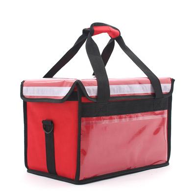 China Customized Red Waterproof Oxford Bike Box Heat Insulation Food Insulation Aluminum Foil Delivery Bag Design Red Logo Customized Eco-Friendly for sale