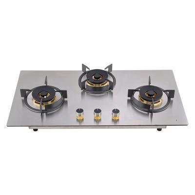 China Hotel Italy OEM Caravan Professional Recessed Stainless Steel Table Top 3 Burner Gas Stove for sale