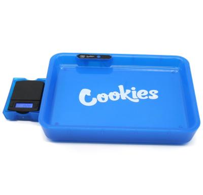 China Custom Rolling Beyou Logo Glow Rechargeable Battery Led Tobacco Tray Cookie Rolling Tray Led With Scales Tray for sale