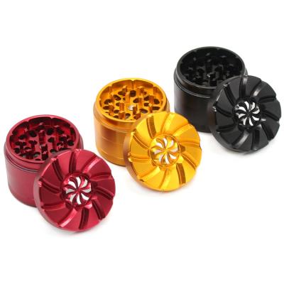 China 4 Layers Beyou Herb Grinder Gold Design 4 Parts Weed Aluminum Herb Grinder 50mm for sale