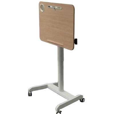 China Movable (Height) Adjustable Single Leg Ergonomic Pneumatics Sit To Stand Desk With Flip Top And Overlap Base for sale