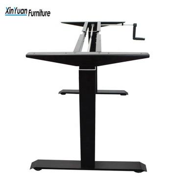 China Good Cost Commercial Furniture Double Leg 2 Step Folding Leg Easy Assemble Manual Height Adjustable Desk Frame for sale