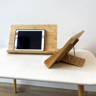 China (Size) Adjustable Eco-Friendly Adjustable Bamboo Tablet Stand for Desk for sale