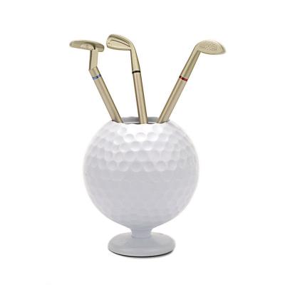 China Education New Product Mini Golf Ornaments Office Creative Decoration Business Event Gifts Golf Shaped Pen Holder for sale