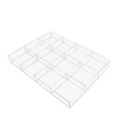 China Wholesale Clear Organizer Rectangle Acrylic Box 12 Cell Viable Plant Storage With Grids Clear Acrylic Organizer for sale