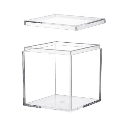 China Small Clear Acrylic Plastic Square Cube Acrylic Box With Lid Storage Boxes Organizer H1 for sale