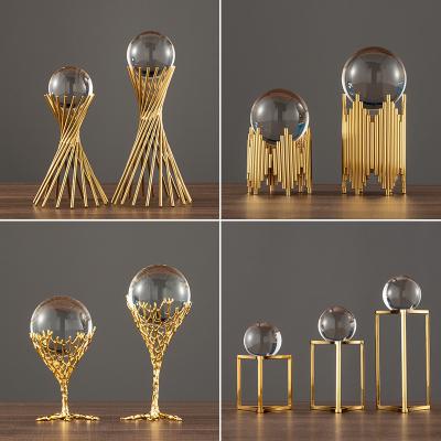 China China Clear Resin Crystal Ball Metal Display Stand Pendants For Home Office Decor Desk Decorative Crystal Ball for sale