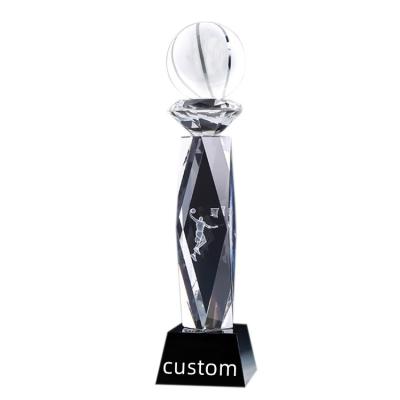 China Sports and Custom Crystal Glass Award Basketball Soccer Cup Soccer Medals and Trophies Games Trophies Manufacturer for sale