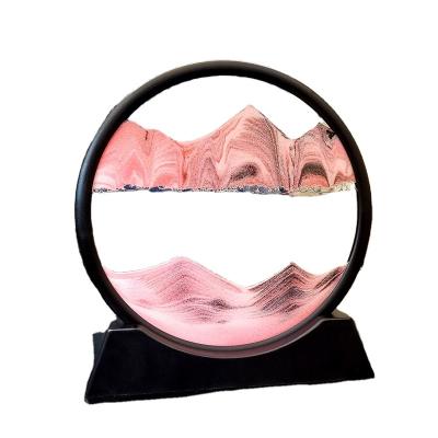 China Creative Light Modern Hot Selling Luxury 3d Landscape Glass Material Sand Painting Around Sand Timer Craft Hourglass For Gift for sale